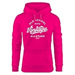 Hoodie Damen College Style Schriftzug Oldschool Vintage Allstars Kapuzen-Pullover Fashion Streetstyle
