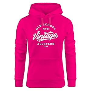 Hoodie Damen College Style Schriftzug Oldschool Vintage Allstars Kapuzen-Pullover Fashion Streetstyle
