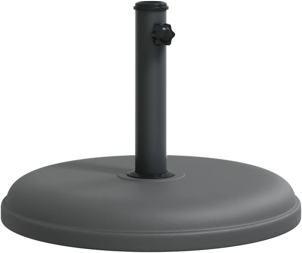vidaXL Round Parasol Base for 1.3"/1.4"/1.5" Poles - Heavy Duty Dark Gray Umbrella Stand - Plastic and Concrete Base with 3 Pole Adaptors - Ideal for Garden, Patio, Deck