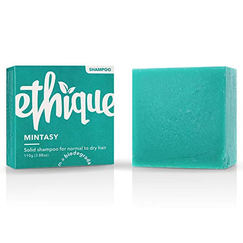 Ethique Shampoo Bar for Normal to Dry Hair, Mintasy - Sustainable Natural Hydrating Damaged Hair Shampoo, Plastic Free, pH Balanced, Vegan, Plant Based, Eco-Friendly Compostable & Zero Waste, 3.88oz