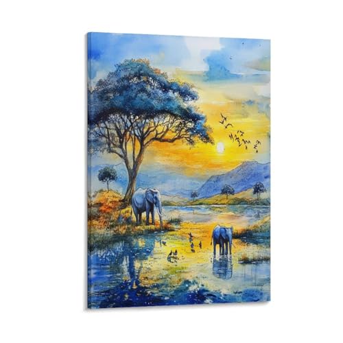 Impression sur toile éléphant décoration murale moderne affiche de 50x75 cm