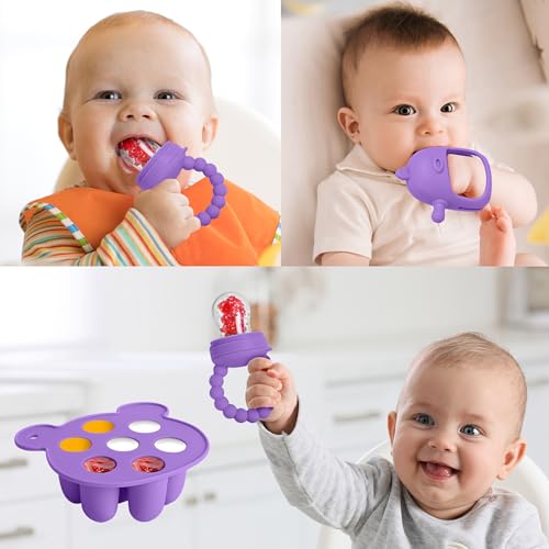image for Gedebey Baby Fruit Food Feeder Breastmilk Popsicle Molds for Teething 