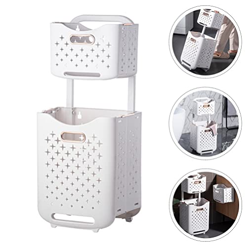 Zerodeko Laundry Basket with Wheels Movable Laundry Hamper 2 Tier Sorter Baskets Bathroom Clothes Storage Bin Organizer Container for Bedroom Bathroom Laundry Room - Image 4