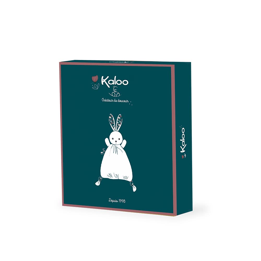 KALOO - K'Doux - Doudou Coniglio Natura - Bianco e Blu - Materiale Mussola di Cotone - 20 Cm, K969950
