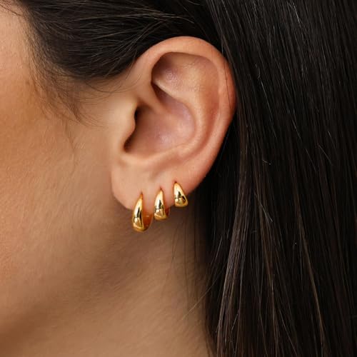 Tasiso Small Hoop Earrings for Women, Dainty 14K Gold Plated Huggie Hoop Earrings Lightweight Hypoallergenic Cubic Zirconia Earring Cute Double CZ Spiral Earrings for Women Trendy Jewelry Gifts2