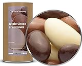 2 x 800g Paranuss in dreierlei Schokolade - Paranüsse in weißer Schokolade, Vollmilchschokolade und Zartbitterschokolade vegetarisch