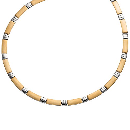 6,4mm Collier Halskette Kette Halsschmuck Edelstahl Goldfarbe bicolor 46-47cm