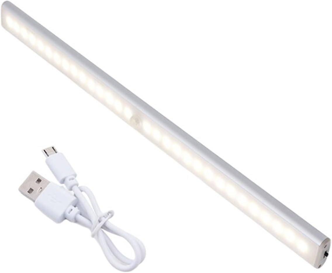 1 Pcs 2.8 W Double Row led Strip Smart Body Sensor Night Light Rechargeable Wardrobe Closet Light (Color : Battery 10 lamp Beads White Light)