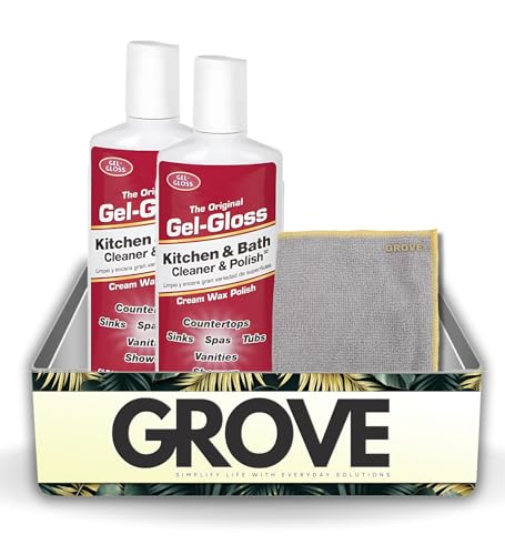 Gel-Gloss Kitchen & Bath Cleaner & Polish Cream 8 oz Bundle with Microfiber Cloth - Non-Harmful Cleaner for Stainless Steel