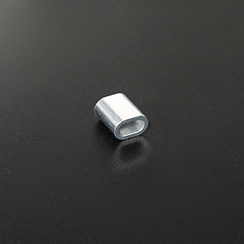Single Oval Aluminum Crimping Loop Sleeve for 1/16" Diameter Wire Rope and Cable 100 Pack