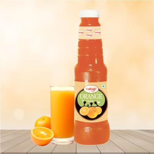 Image of Shree Guruji Orange Squash Instant Refreshing Syrup Drink for Summer 1 Litre | Tangy Orange Beverage Concentrate | Traditional Fruit Drink Mixer