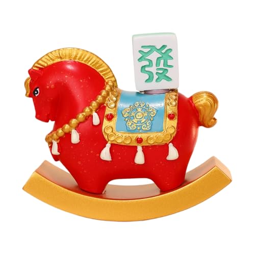Générique Décoratif Cheval à Bascule Chinois,Objets de Collection Maison Résine Chinoise,Ornements Vintage De Cheval Bascule - pour Écoles Bureaux Cafés...