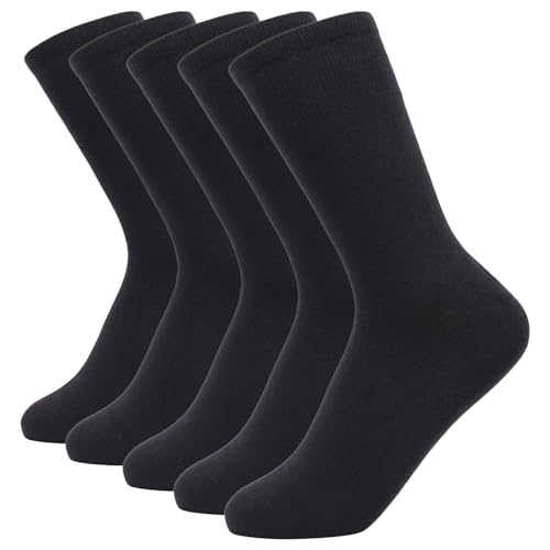 YOSENDE Dames Sokken Crew Katoen Zacht Comfortabel 5 Paar Casual Ademend 36-39 EU Zwart