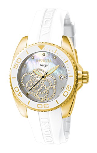 Invicta Women's 0488 Angel Gold-Tone Watch with White Silicone Band