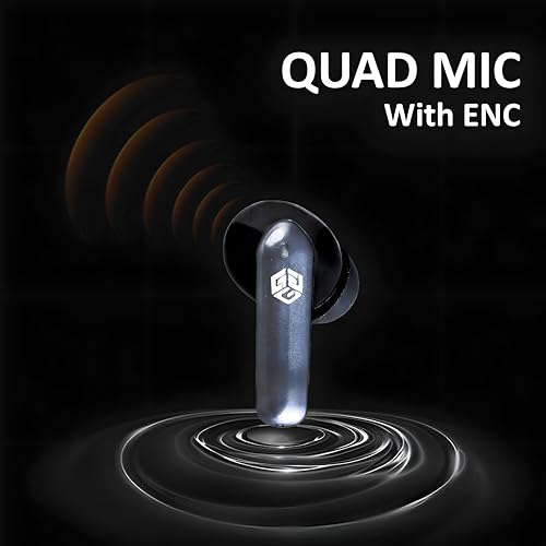 Image of Earbuds Truly Wireless Bluetooth with ANC, 60HRS Playback, 4 ENC Quad Mics, 40ms Low Latency for Gaming, Noise Cancelation, Type-C Fast Charging, Bluetooth 5.4, IPX5, Ear Buds TWS (Iconic Grey)