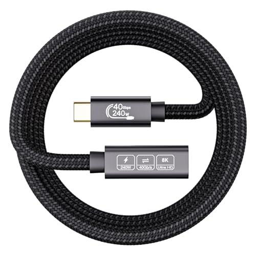 EUDOBEL Cable Alargador USB 4,Cable Alargador Thunderbolt 4 40 Gbit/s,8K@60Hz,240W USB C Cable Macho a Hembra Compatible con Thunderbolt 3,USB 3,iPhone 15Pro,Galaxy S24,MacBook,Switch(0,2m)
