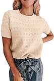Spring Short Sleeve Sweaters for Women 2023 Trendy Light Loose Dot Pullover Tops