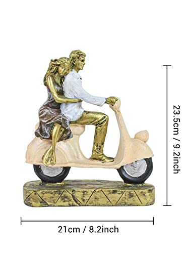 TIED RIBBONS Valentine Gift For Wife Husband Boyfriend Girlfriend Birthday Special Wedding Anniversary Love Couple On Scooter Showpiece Statue For Home Decor Table Decoration Items, 30 cm, Multicolor