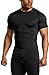 ATHLIO Men's Cool Dry Short Sleeve Compression Shirts, Sports Baselayer T-Shirts Tops, Athletic Workout Shirt, 3pack Tops Black/Black/Black, X-Small