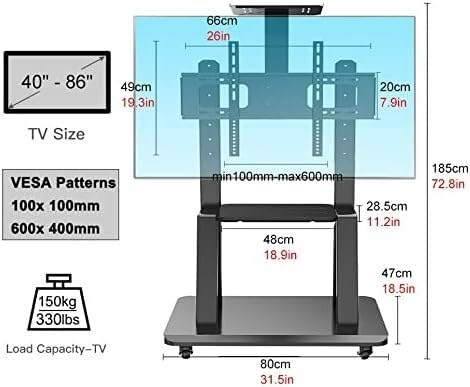 Soporte móvil para TV con ruedas ajustable y estante miniatura 2