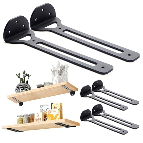 Hamal Floating Shelf Brackets 10 Inch - 6 Pack Heavy Duty L Brackets for Shelves Industrial Metal Brackets for Home Office DIY
