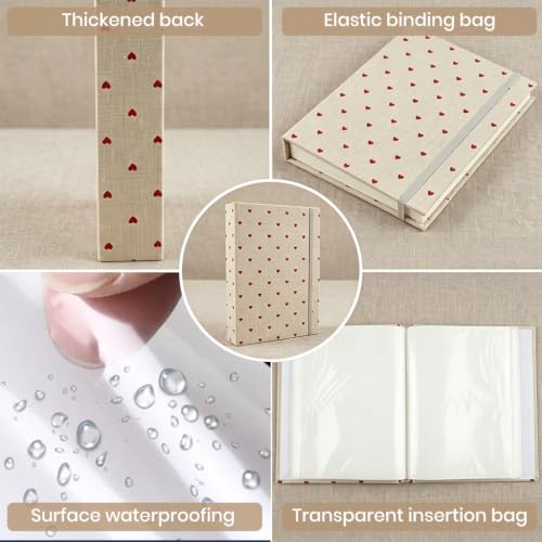 Image of HASTHIP Photo Album Mini Linen Cover Scrapbook Album for Family