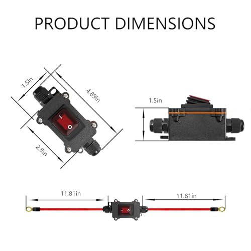 Image of DC 12V Inline Power Switch 25A Inline Switch Waterproof Inline Switch