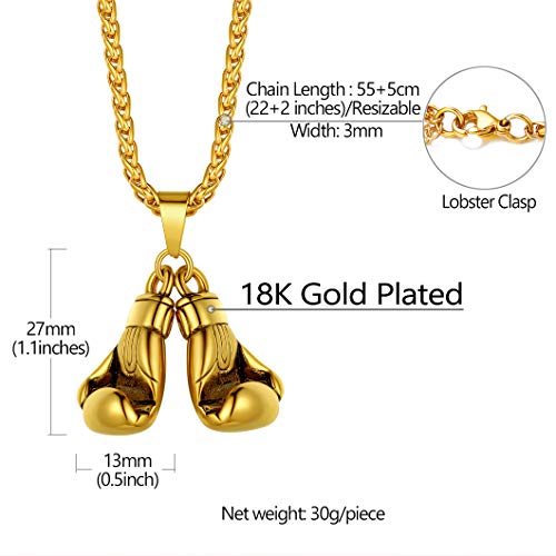 Richsteel Gold Plated Boxing Gloves Pendant Necklace Men's Hip Hop Jewelry Fitness Fans Gift #TOP4
