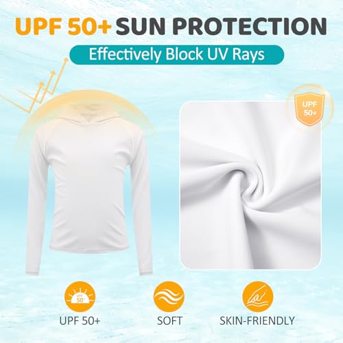 Image of Boys Rash Guard Toddler Swim Shirts Long Sleeve Kids Fishing Shirt UPF 50+ Sun Protection Swim Top with Thumb Hole