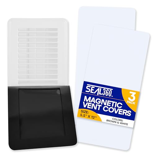 SEAL360 Magnetic Vent Covers (3-Pack) Pockets for Complete Seal 5.5 X 12 (White) for Floor Wall or Ceiling Vents and Air Registers for RV Home HVAC and AC Vents Vent Not Included