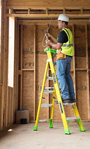 Louisville Ladder 8 ft FXS1408HD 2-in-1 Duty Rating Shelf Fiberglass Cross Step Ladder 375 lb Type IAA, 8', Yellow