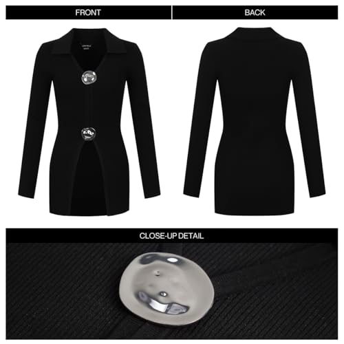 Women Cardigan Sweaters Long Sleeve Knitted V-Neck Fluid Metal Button Down Lightweight Outwear 20252