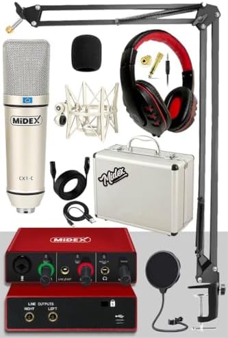 Midex CX1 Mikrofon + GLX-500 PRO Ses Kartı + RS-30 Stereo Kulaklık Kayıt Ekipmanı - Görsel 1