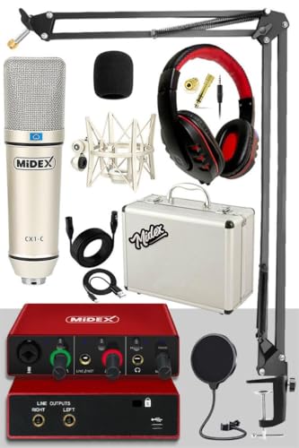 Midex CX1 Mikrofon + GLX-500 PRO Ses Kartı + RS-30 Stereo Kulaklık Kayıt Ekipmanı