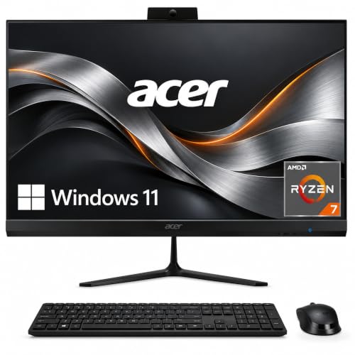 Image of Acer Aspire 27 inch IPS FHD All-in-One Desktop Computer | AMD 8-Core Ryzen 7 5825U (Up to 4.5GHz) | 16GB RAM, 256GB SSD | Office 365 for The Web | WiFi 6E, Bluetooth 5.3 | Wireless KB & Mouse | Windows 11