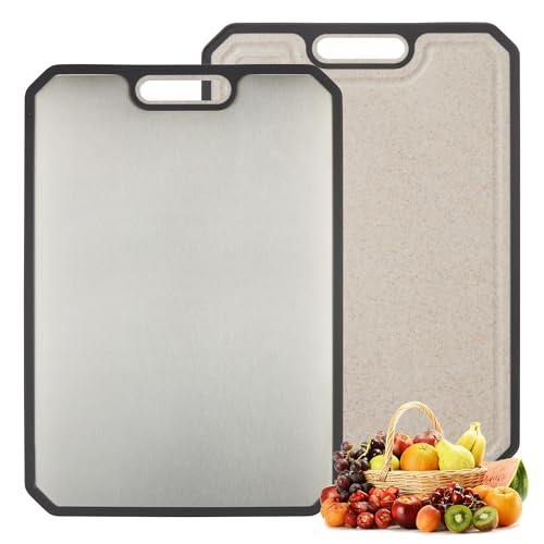 Tabla de cortar rectangular de acero inoxidable 15.2"x10.5" miniatura 1