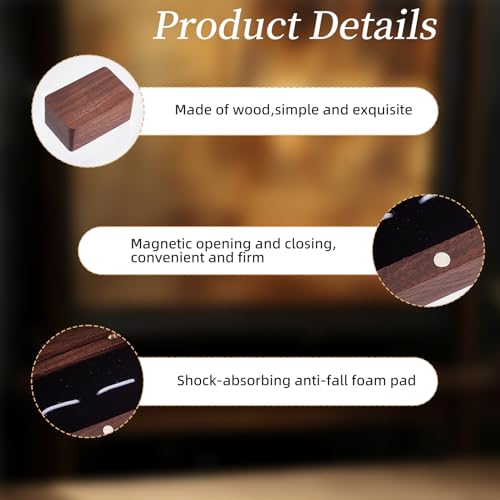 NICENEEDED Boîte à Boutons de Manchette en Bois de Noyer Présentoir Carré pour Petits Boutons de Manchette avec Une Seule Fente Boîtes de Rangement en Bois pour Boutons – vue 3