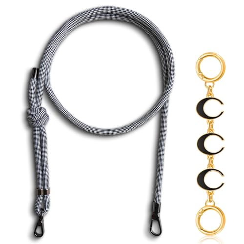 Adjuatable Paracord Rope Bag Strap Crossbody with Gold Bag Extender Chain