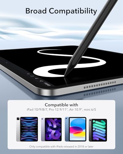 Image of ESR Stylus Pencil for iPad 9th /10th Generation, iPad Pencil with Tilt Sensitivity, Palm Rejection, Stylus Pen Compatible with 2018-2022 iPad Pro 12.9 /11 Inch, iPad Air 5th /4th, iPad mini 6 /5, Black
