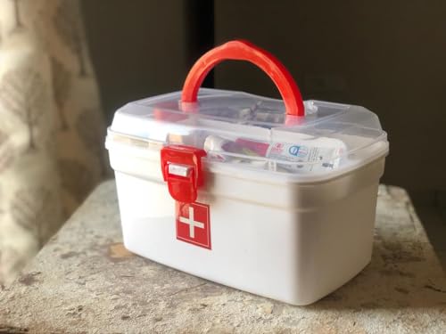 Compact First Aid Kit | Plastic Medical Organizer for Home & Trav...