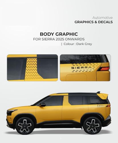 Image of Car Body Side Graphics Sticker /Decal Compatible with TATA Sierra 2026 Year Onwards All Models (Dark Grey)