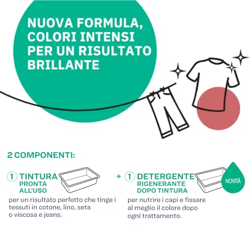 Nuncas Fashion Colour Milano, Verde Giada, Kit Tintura Per Tessuti, Pronta All'uso Con Detergente Post Trattamento, 180 G, 75 Ml - 4