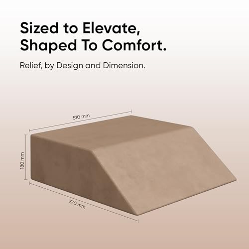 Image of Frido Leg Elevation Wedge Pillow for Edema, Varicose Veins, Fracture | High Resilience Foam Cushion for Leg, Knee & Thigh Support | Back Pain & Swelling Relief | Lightweight (Light Caramel)