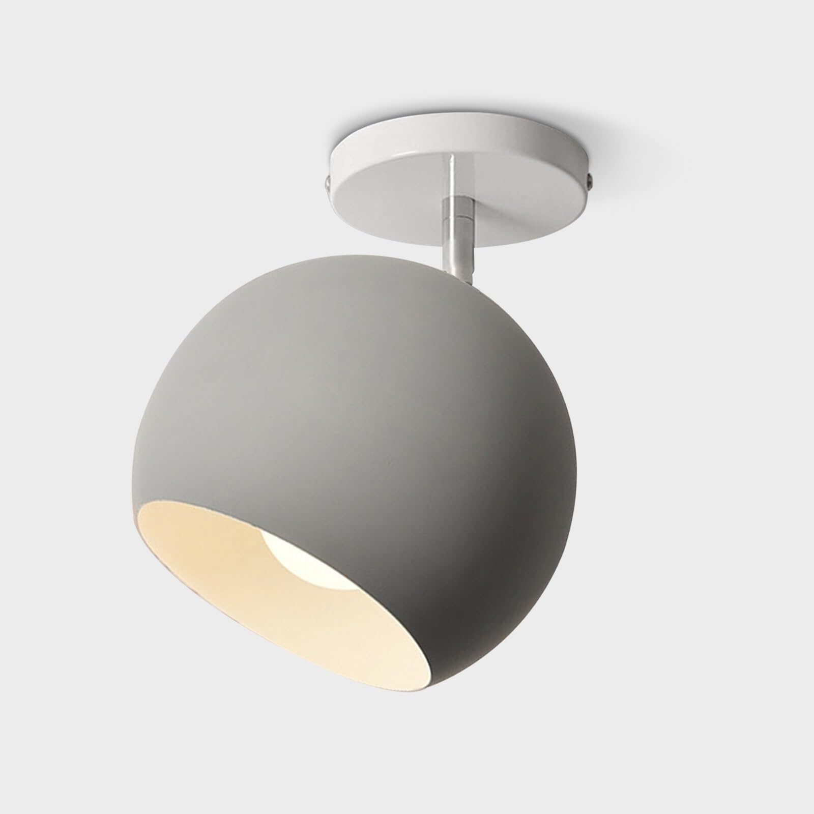 TONFON Nordic Adjustable Angle Ceiling Lamp Spot Lighting Metal Ceiling Light Semi Flush Mount Ceiling Light Fixture for Hallway Balcony Entryway Foyer Stairwell Aisle Loft Restaurant(Gray)