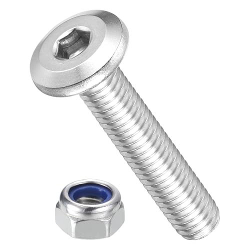 Image of METALLIXITY Crib Screws Replacement Set(M6-1x30) 40Pcs, Silver Tone, 304 Stainless Steel Hex Socket Screws with Lock Nuts - for Furniture Woodworking Project, Silver Tone