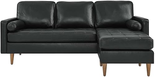 Miniatura 4 de Pemberly Row Sofá seccional del apartamento del cuero del estilo moderno de 78" en negro