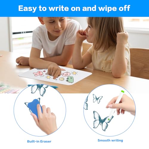 2 STK Whiteboard Klein Whiteboard A3, Kleines Dry Erase White Board, 42x30 cm Tragbares Doppelseitiges Mini Whiteboards mit 6 Stifte & 2 Radiergummis, für Klassenzimmer, Zuhause, Büro