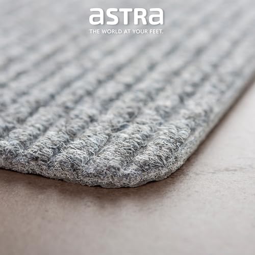 Astra Fußmatte innen Silber Schmutzfangmatte rutschfest – Türmatte 25x60 cm wasserabweisend – Rib Line strapazierfähiger Fußabtreter antistatisch