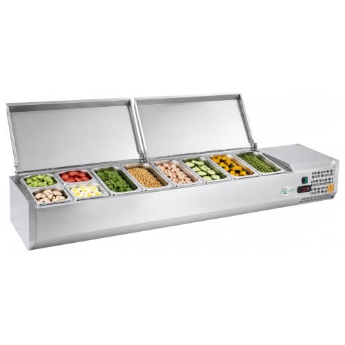 COOLCHEF 71-Inch Refrigerated Condiment Prep Rail, Mixed GN Pans