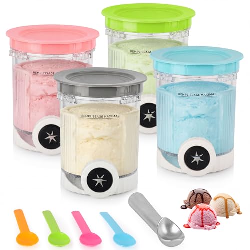 Shearly 4 Pack for Ninja Creami Swirl Pints and Lids Compatible with Ninja NC700 Series NC701 NC701C Creami Containers for Swirl Ice Cream & Soft Serve Makers BPA-Free Dishwasher Safe